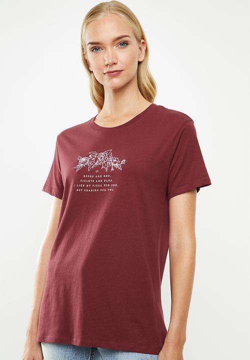 Cotton On - Tbar fox graphic tee - burgundy 