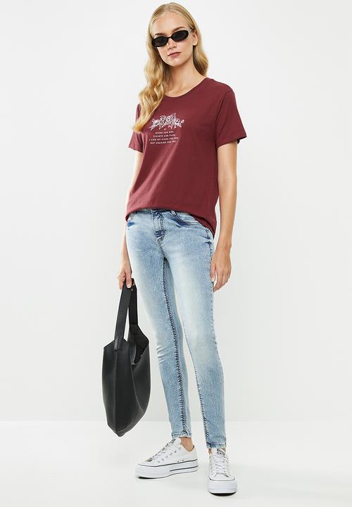 Cotton On - Tbar fox graphic tee - burgundy 