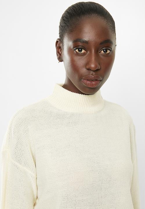 Brave Soul - Boxy high neck jumper - cream