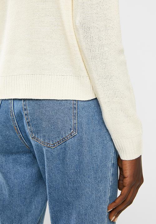 Brave Soul - Boxy high neck jumper - cream