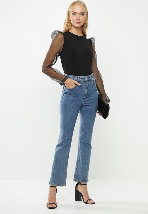 Vero Moda - Alberta long sleeve puff top - black