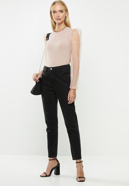 Vero Moda - Alberta long sleeve puff top - neutral 