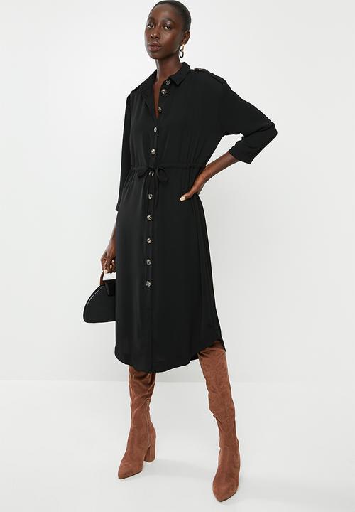 Vero Moda - Catrin calf shirt dress - black