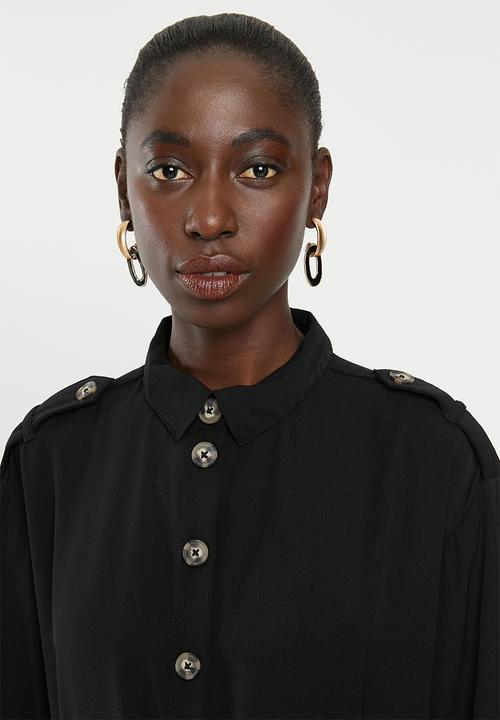 Vero Moda - Catrin calf shirt dress - black
