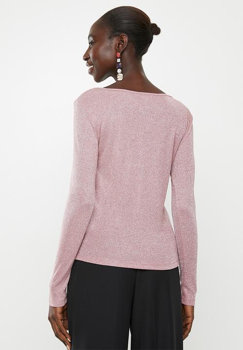 Vero Moda - Isla long sleeve O-neck lurex- pink 