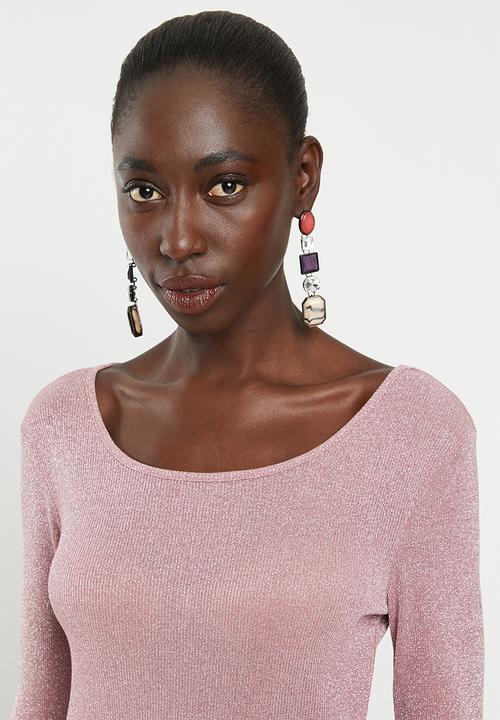 Vero Moda - Isla long sleeve O-neck lurex- pink 