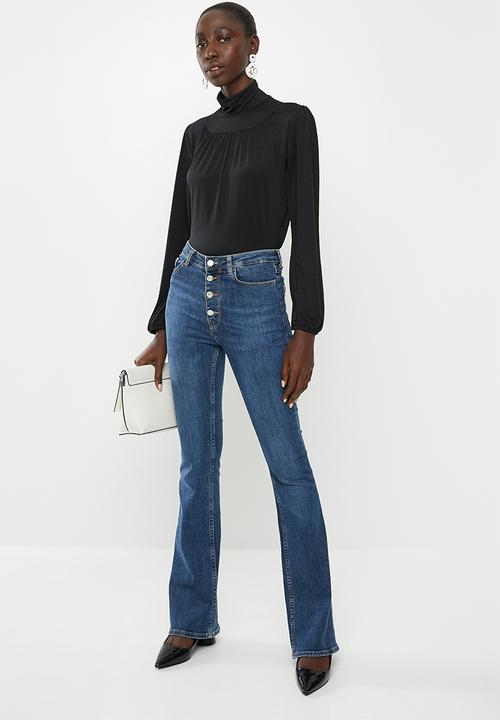 Vero Moda - Ella long sleeve highneck pleat blouse - black