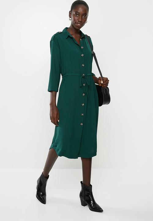 Vero Moda - Catrin calf shirt dress - green 
