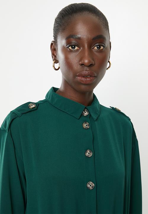 Vero Moda - Catrin calf shirt dress - green 