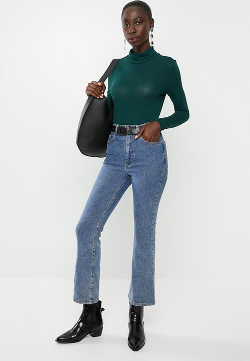 Vero Moda - Carla long sleeve high neck top - green 