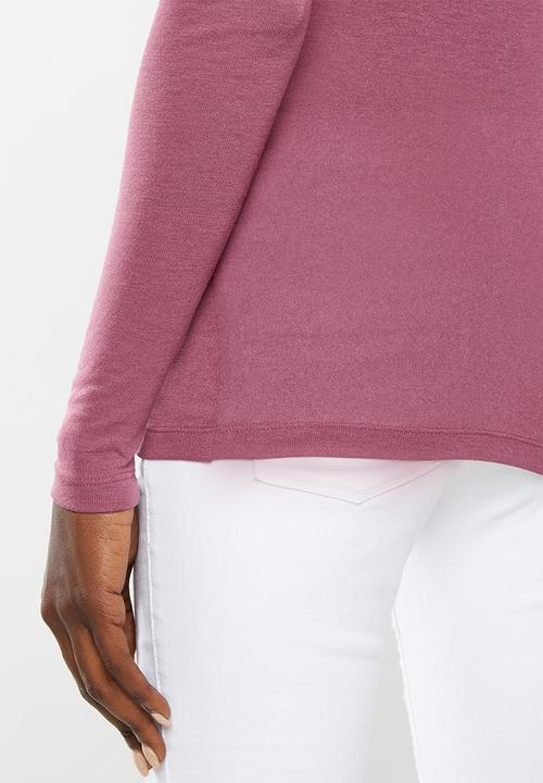 Vero Moda - Carla long sleeve high neck top - pink 