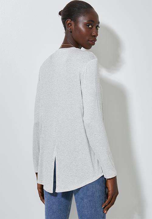 Superbalist - Longline curved hem top - ice melange