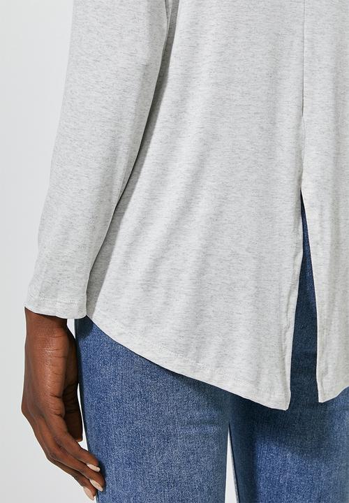 Superbalist - Longline curved hem top - ice melange