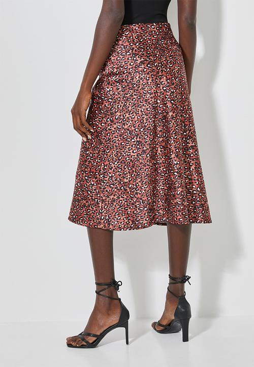 Superbalist - Bias midi slip skirt - red animal