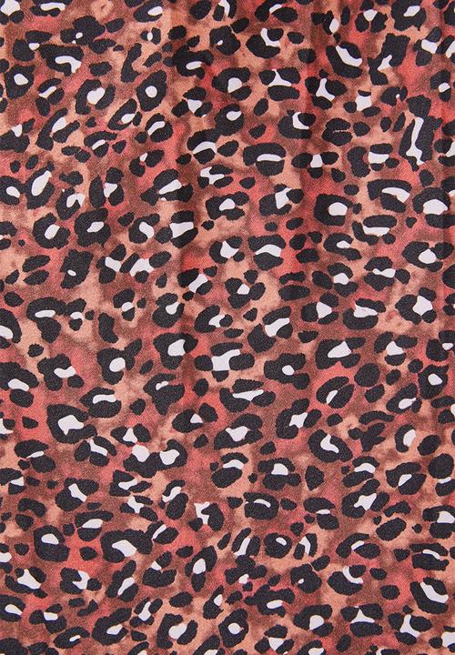 Superbalist - Bias midi slip skirt - red animal