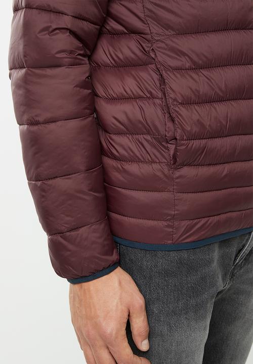 Jack & Jones - Bomb puffer collar jacket - burgundy