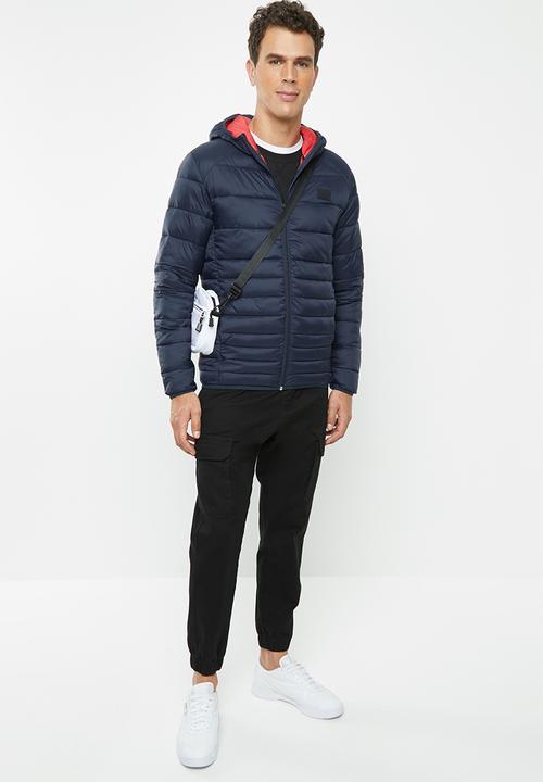 Jack & Jones - Bomb puffer hoodie jacket - navy