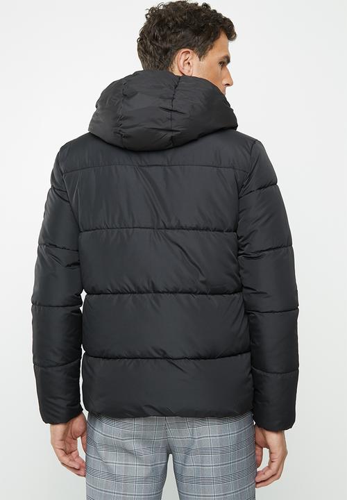 Jack & Jones - Knight puffer hoodie jacket - black