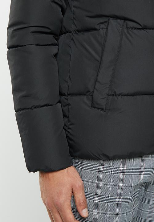 Jack & Jones - Knight puffer hoodie jacket - black
