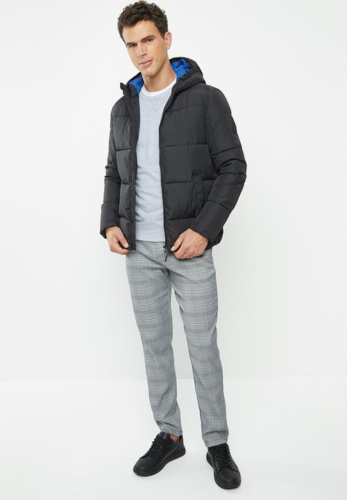 Jack & Jones - Knight puffer hoodie jacket - black