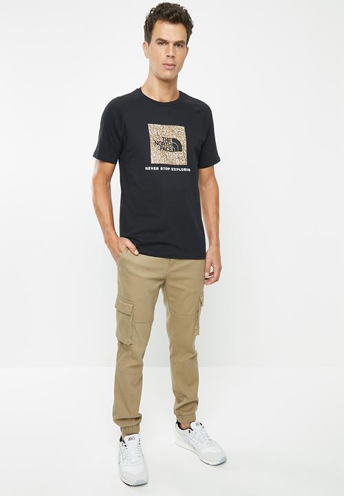 The North Face - Short sleeve raglan red box tee - black/stone