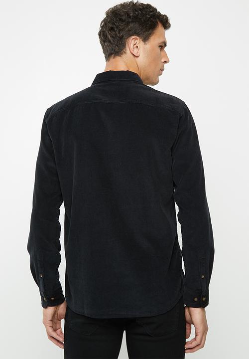 Only & Sons - Georg ls solid corduroy shirt - black