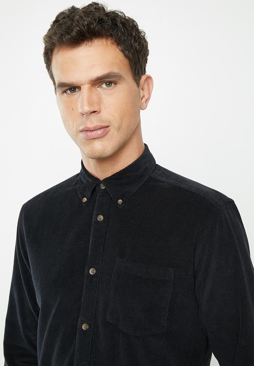 Only & Sons - Georg ls solid corduroy shirt - black