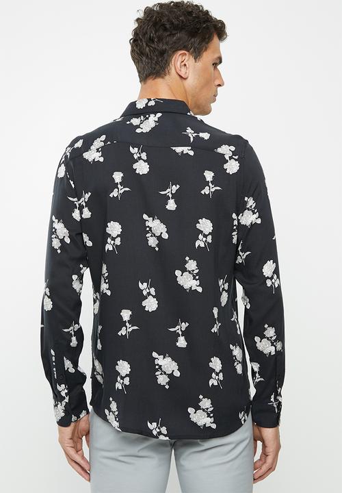Only & Sons - Andres rose regular fit shirt - black