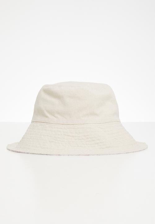 Rubi - Elly reversible wide brim bucket hat  - ecru check