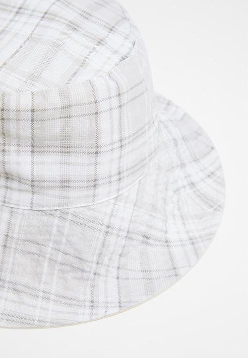 Rubi - Elly reversible wide brim bucket hat  - ecru check