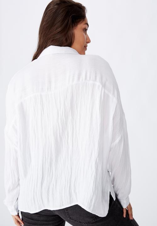 Cotton On - Curve oversized drop shoulder shirt - white