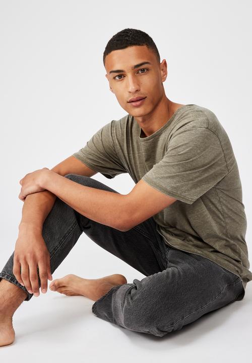 Cotton On - Longline curve hem burnout - washed khaki