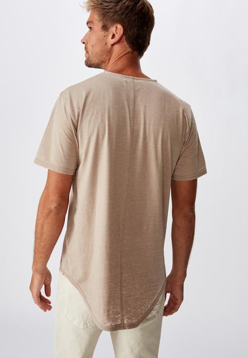 Cotton On - Longline curve hem burnout - gravel stone