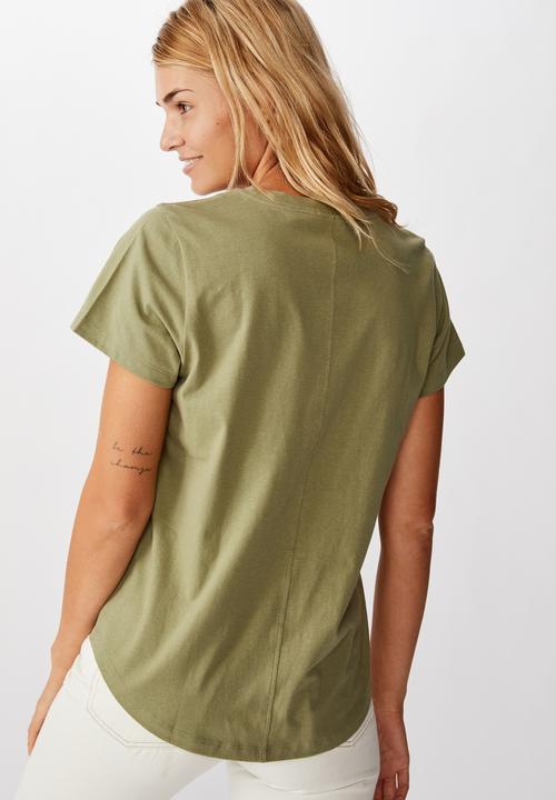 Cotton On - The one crew tee - oil green