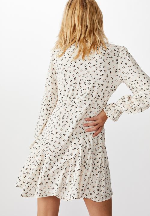 Cotton On - Woven Pepa long sleeve mini dress aidan ditsy - neutral 