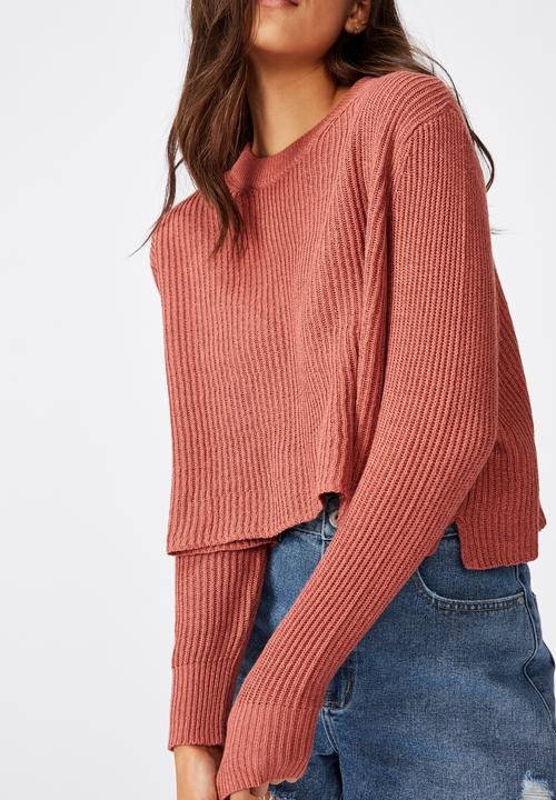 Cotton On - Archy cropped 2 pullover marsala twist - canyon rose