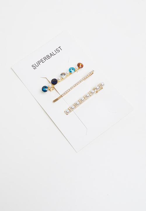 Superbalist - 3 pack embellished hair slide set - multi