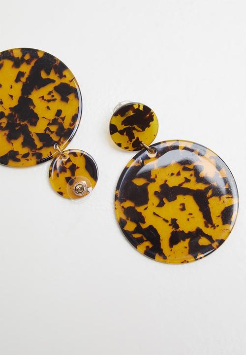 Superbalist - Tortoiseshell resin studs - brown & black