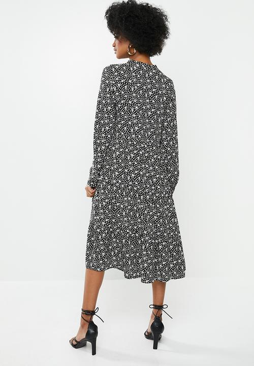 Blake - Tiered midi dress - black floral