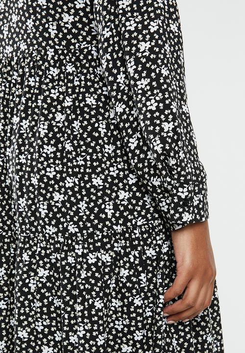 Blake - Tiered midi dress - black floral