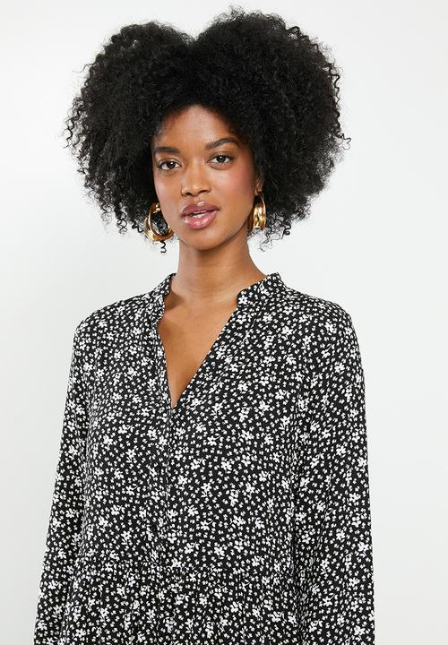 Blake - Tiered midi dress - black floral