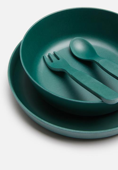Modern Easy  - Kids bamboo dinner set - emerald