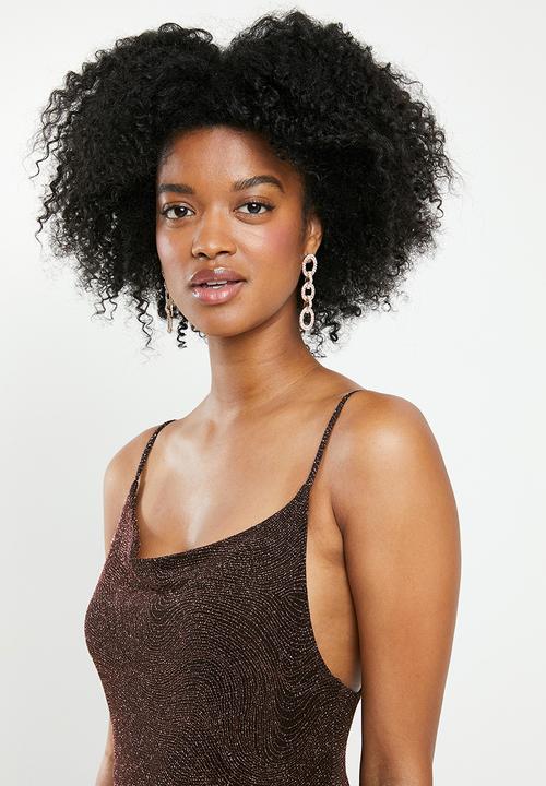 Blake - Sparkle cowl mini dress - black & copper