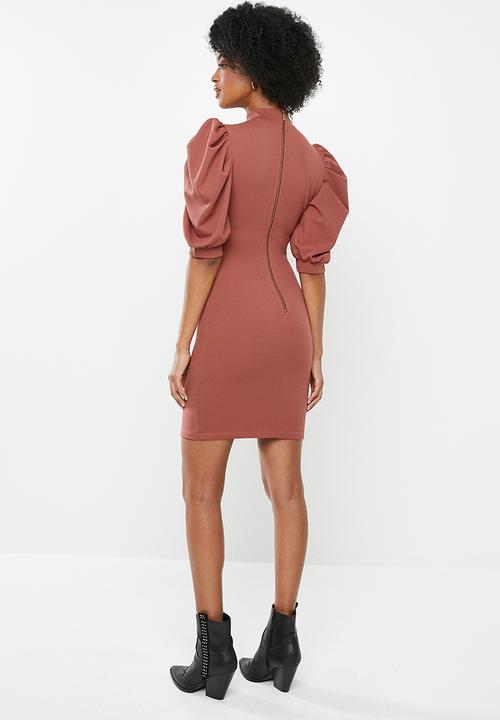 Blake - Turtleneck mini dress - cinnamon