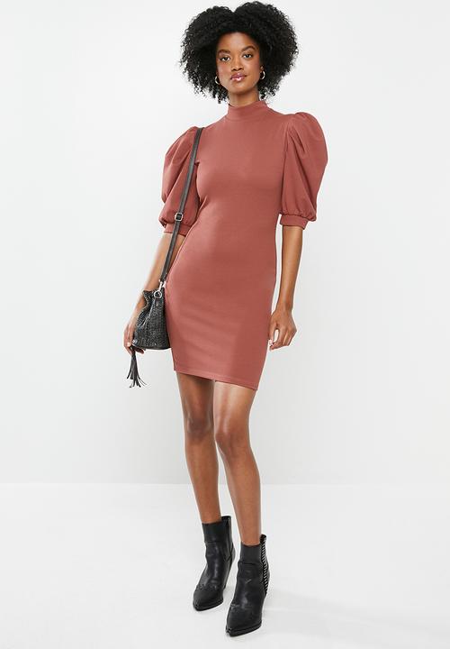 Blake - Turtleneck mini dress - cinnamon