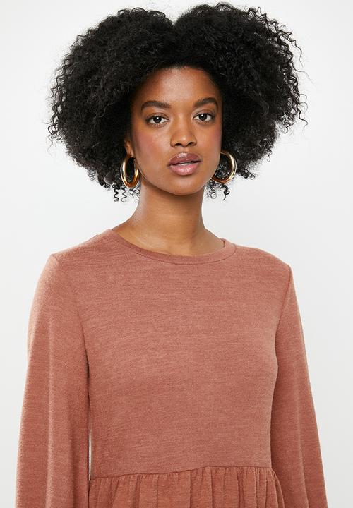 Blake - Knit balloon sleeve mini dress - dusty coral