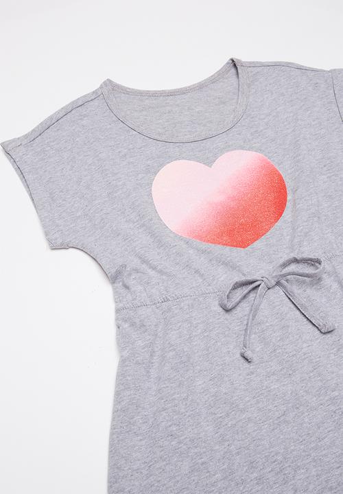 Pop Candy -  2 Pack heart T-shirt dress - grey/red