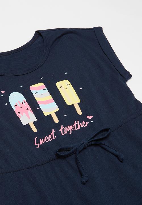 Pop Candy - 2 Pack t-shirt dress - pink & navy