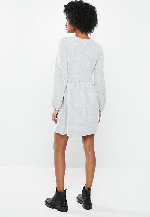 Blake - Knit balloon sleeve mini dress - grey