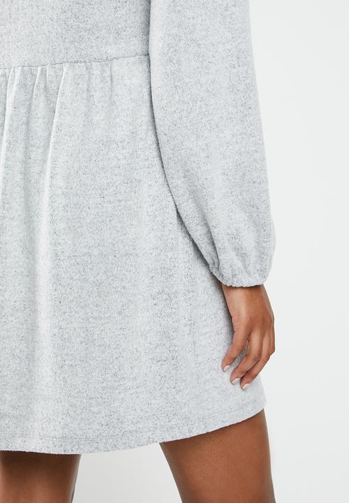 Blake - Knit balloon sleeve mini dress - grey